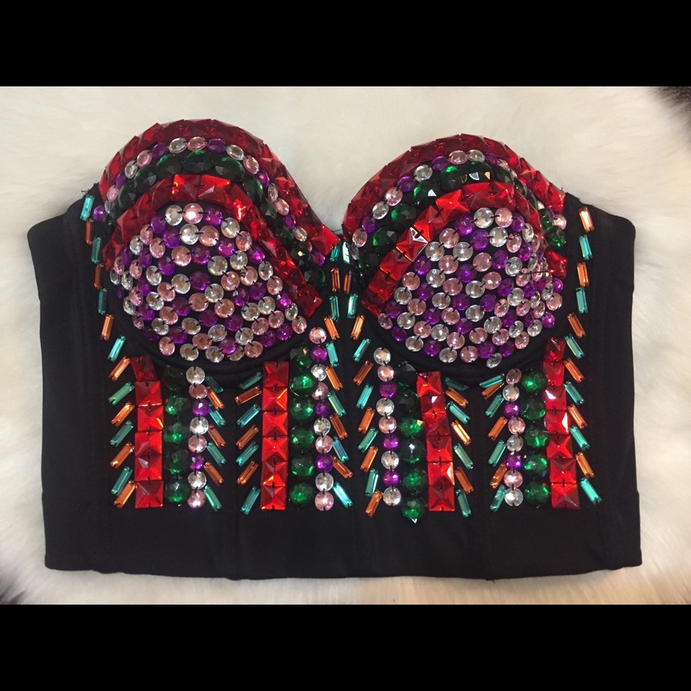 Exquisite Heavily Embellished Jeweled Bustier Top